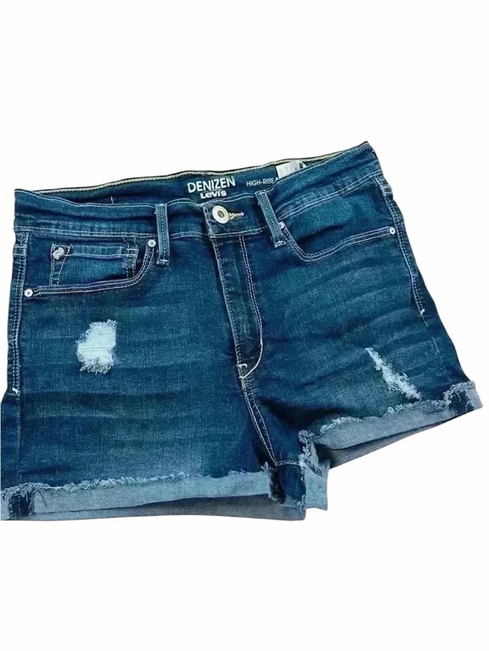 Levi’s‎ Denizen High Rise Faded Webbed Stretch Denim Jean Shorts Size 11 (W30)